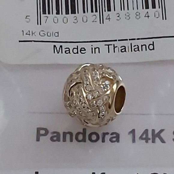 Pandora 14K GOLD  SPARKLING LOVE KNOT CHARM 750991CZ - Picture 7 of 12